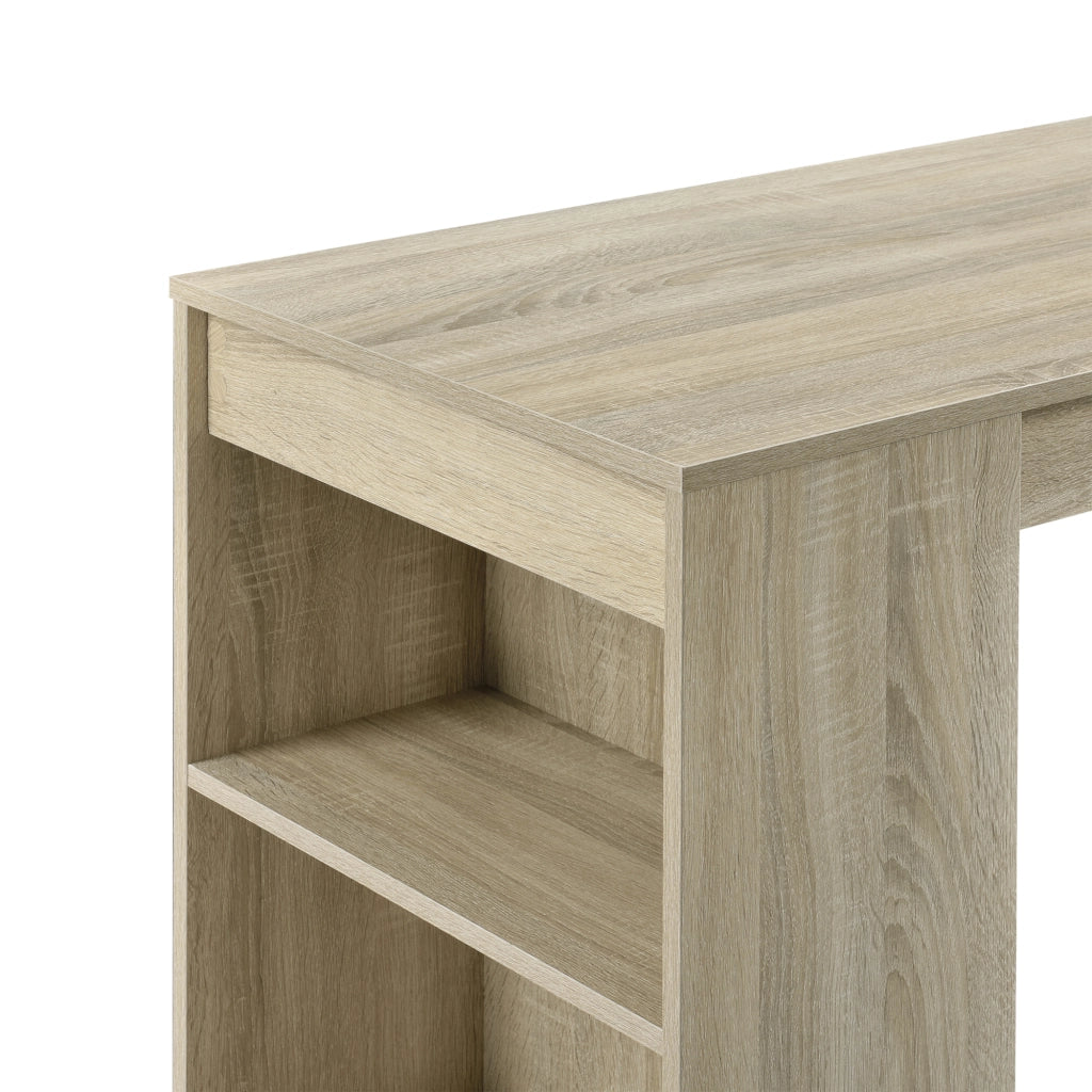 Bancone Tavolo Alto da Bar Kouvola con 3 Scomparti Aperti 110x50x103 cm - Effetto Rovere [en.casa]