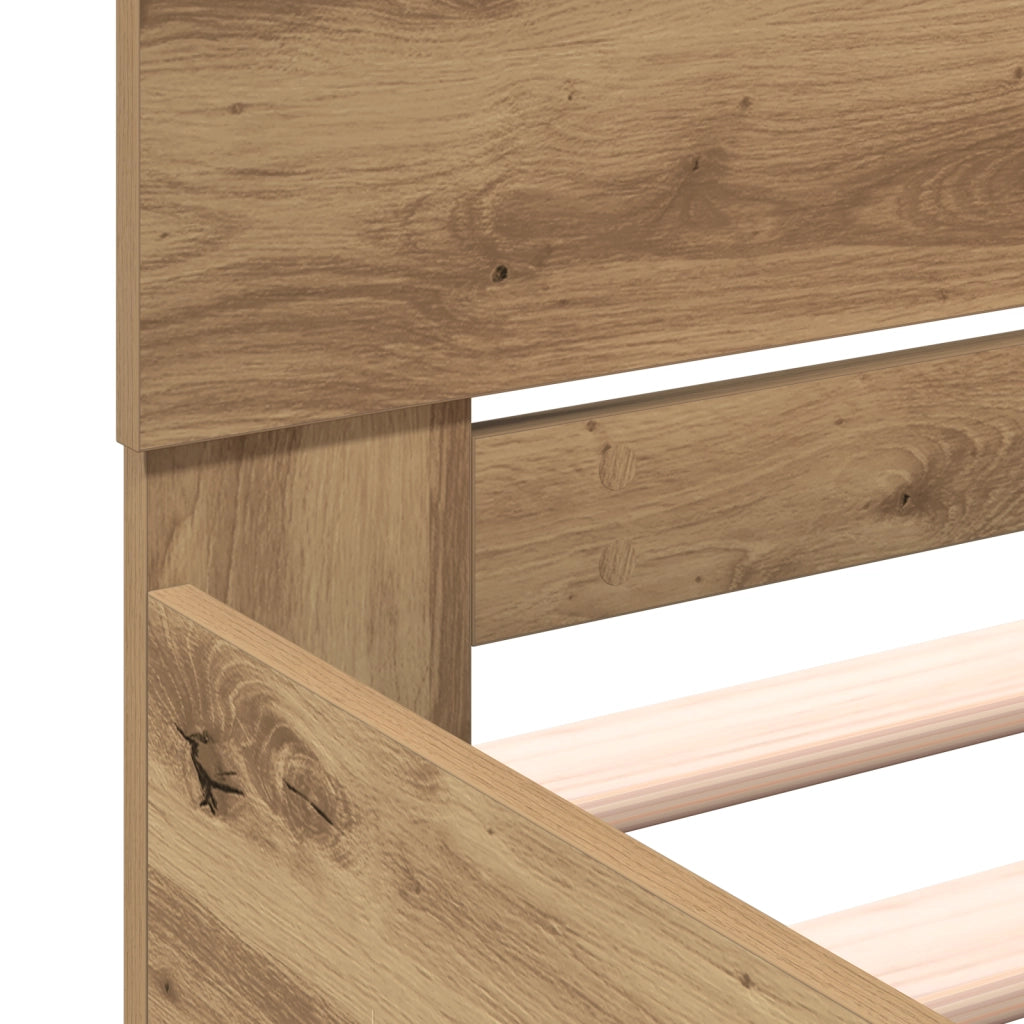 Rete Letto con Testata in Rovere Artigianale 180x200 cm Legno Ingegnerizzato