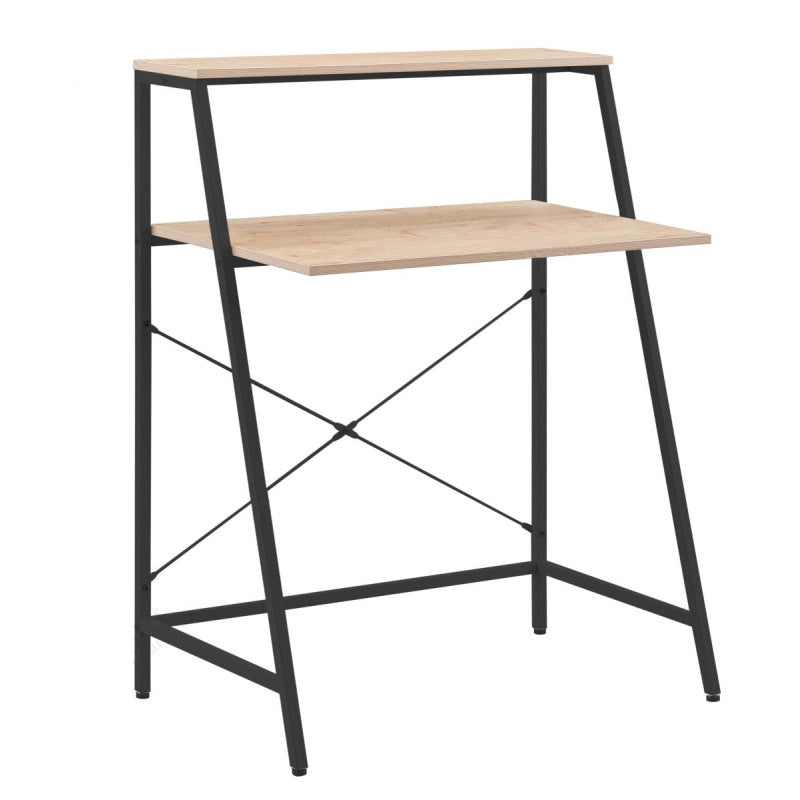 Scrivania Con Ripiano Lenny 80x48x104 Legno Naturale/grigio Scuro