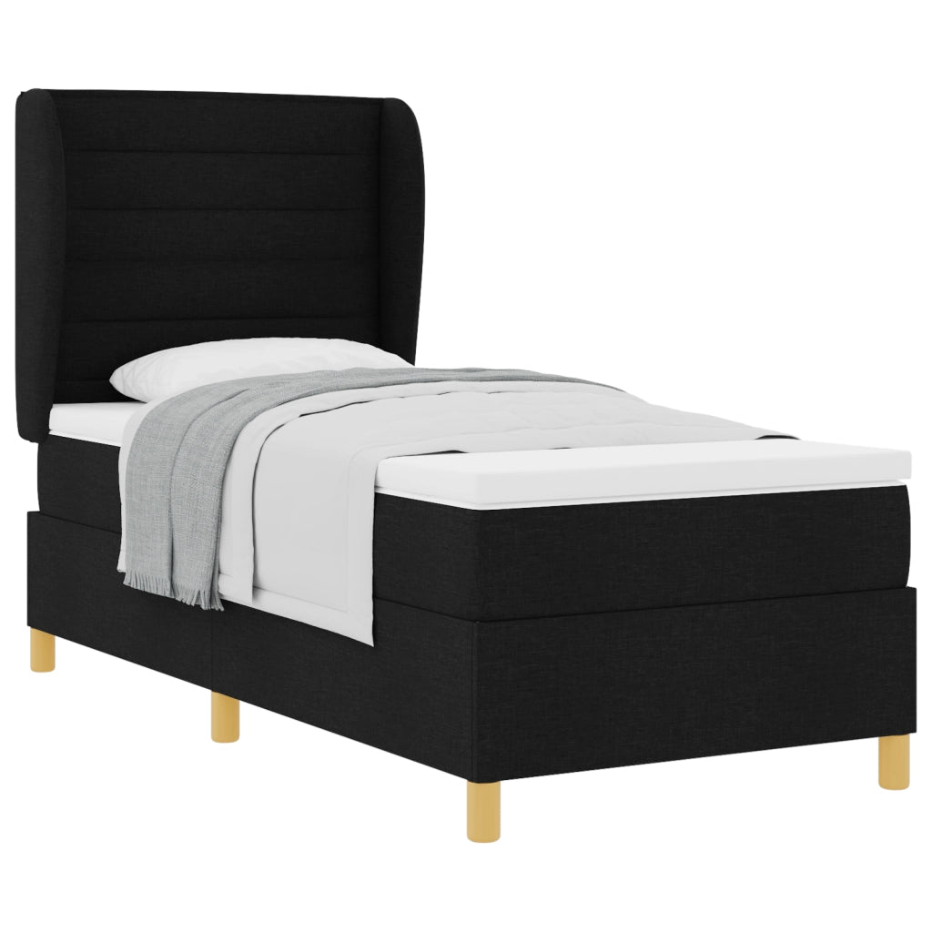 Letto Box Spring con Materasso Nero 80x200 cm Tessuto