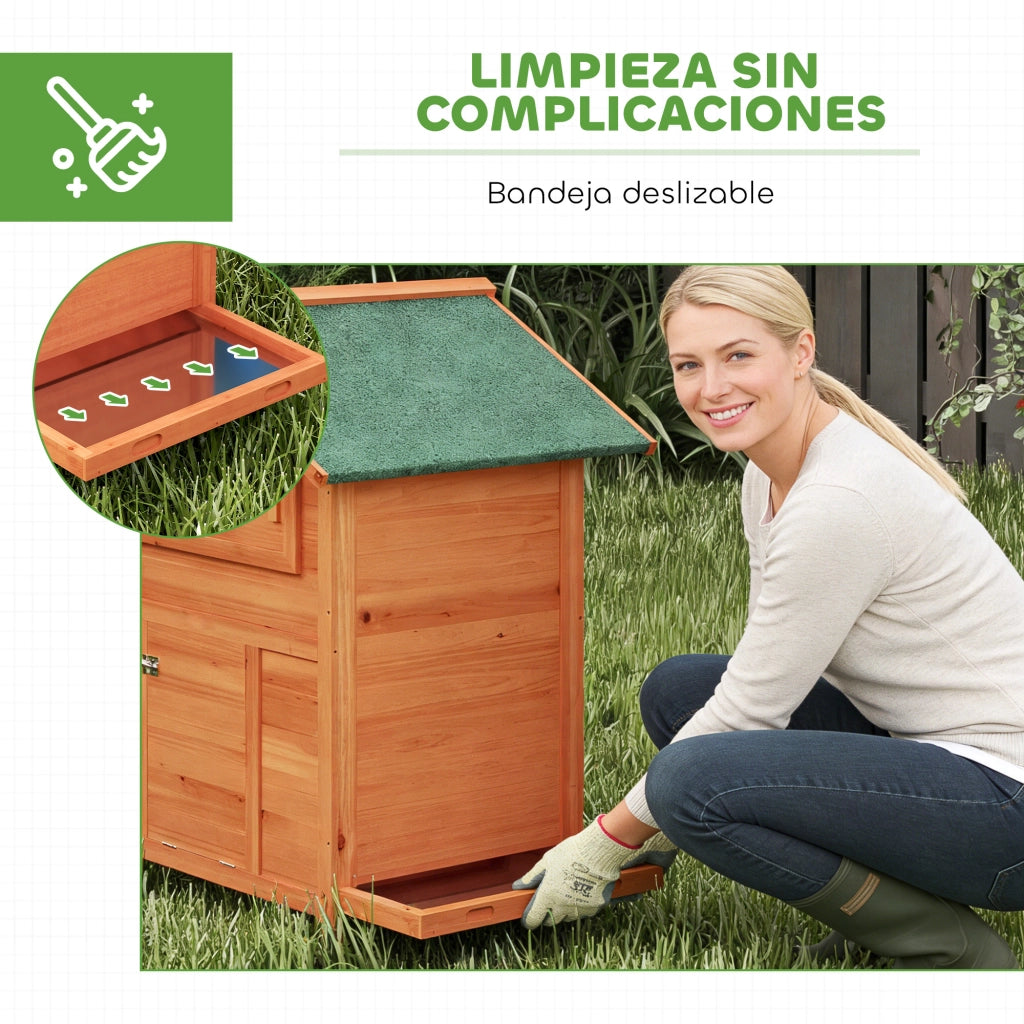 Pollaietto per Giardino in Legno con Nido ¨C zephmum ¨C 113.5x67.5x95.5 cm