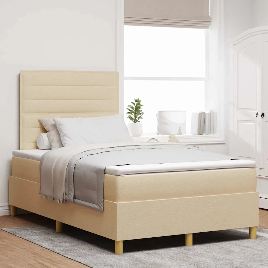 Letto a Sorgente LED con materasso Crema 120 x 200 cm Tessuto 3343017