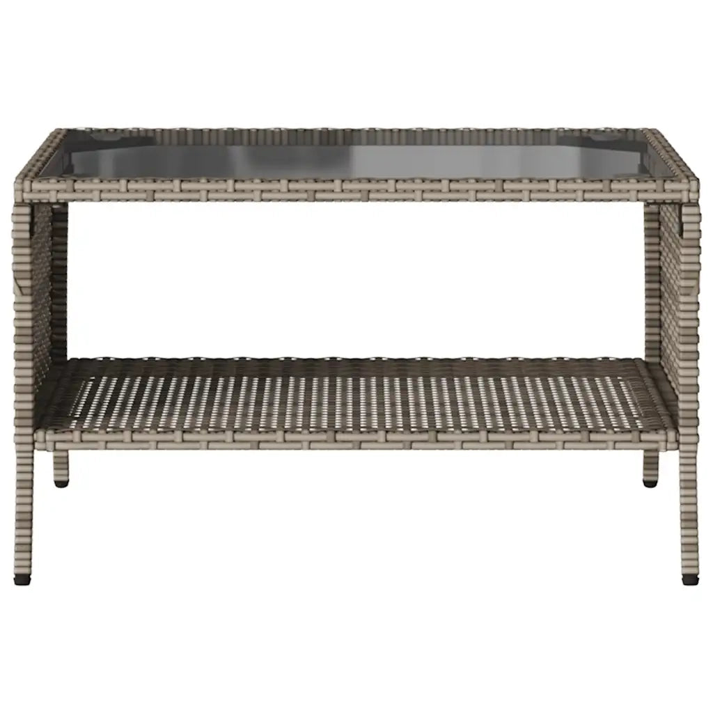 Divano da Giardino a 2 Posti Cuscini&Tavolo Grigio Polyrattan