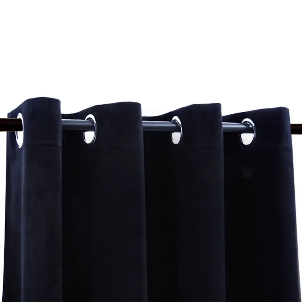 Tenda Oscurante con Anelli in Metallo Velluto Nera 290x245 cm cod mxl 59167