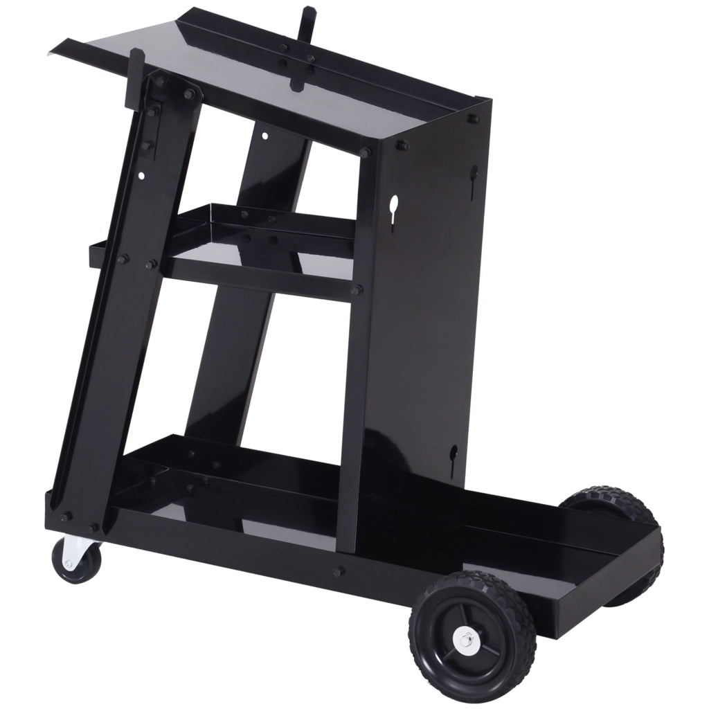 Carrello Porta Utensili a 3 Ripiani con 2 Catene di Sicurezza. in Acciaio. 71x39x70 cm. Nero