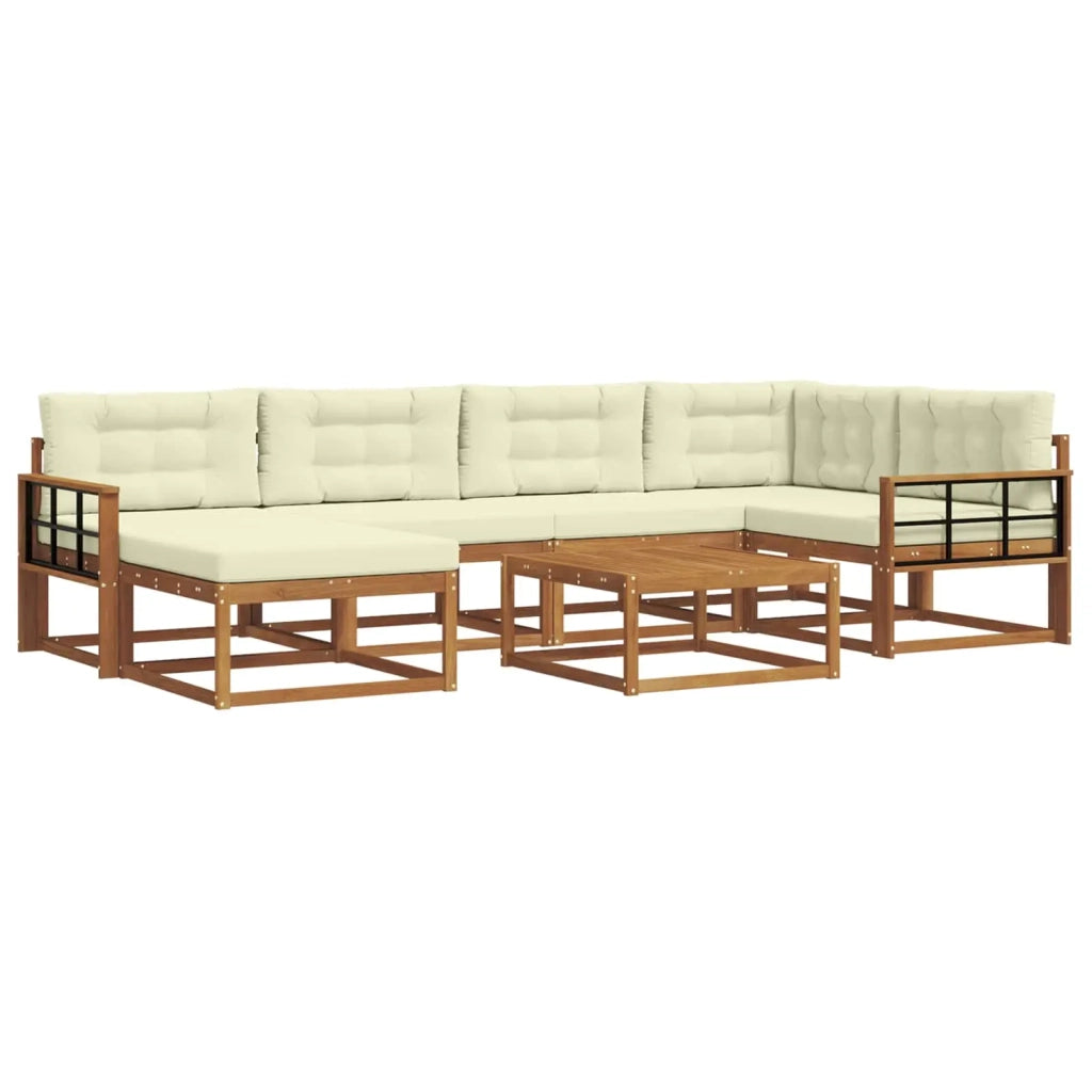 Set di divani da esterno con cuscino 7 pcs Naturale e Crema