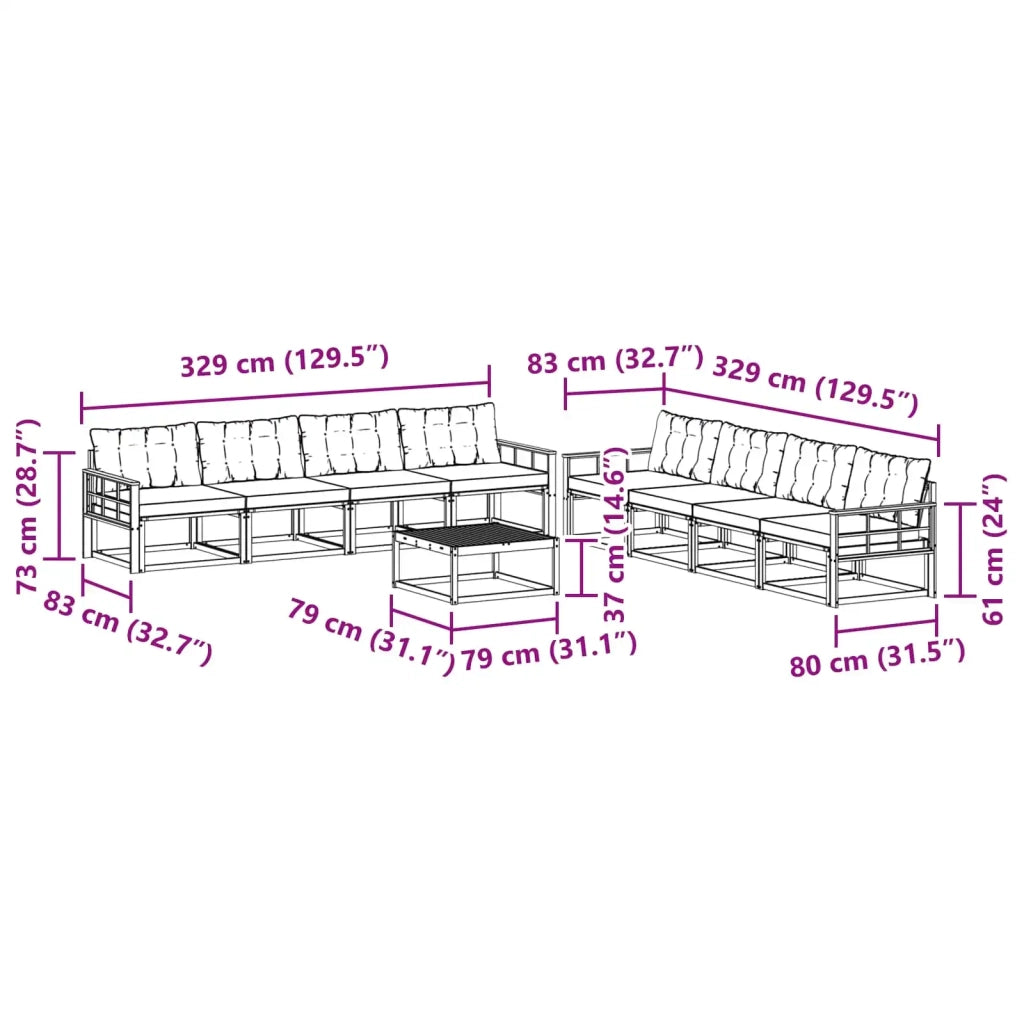 Set di divani da esterno 9 pcs Bianco e Crema 79 x 79 x 37 cm 3388544