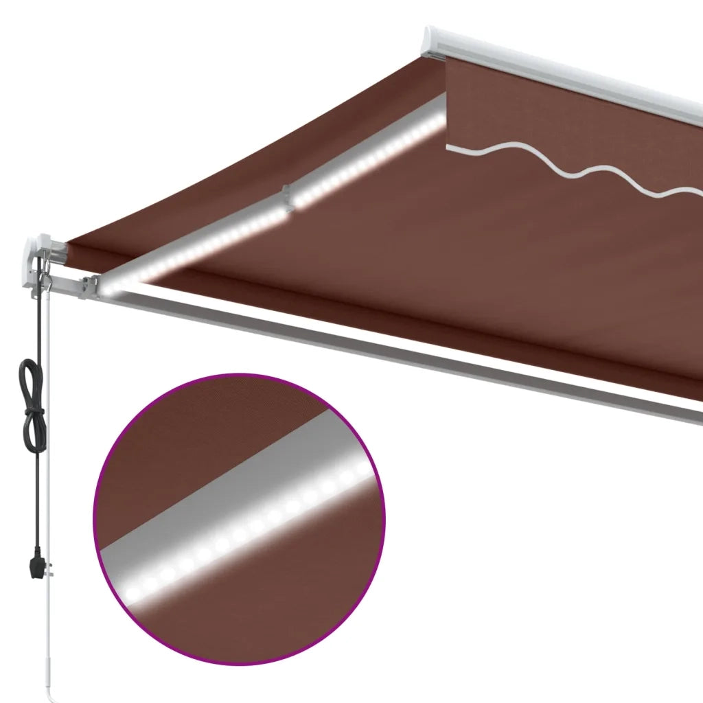 Tenda da Sole Retrattile Automatica con LED Marrone 450x350 cm 3215394