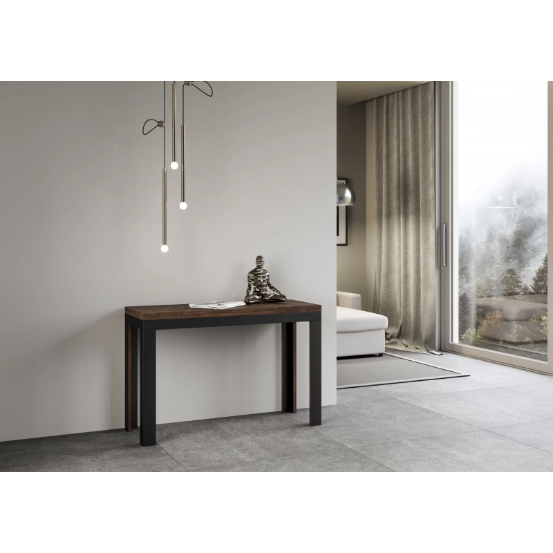 Tavolo apribile 120/200x45/90 cm Linea Double telaio Antracite - Noce