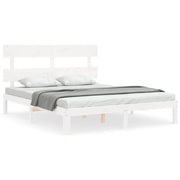 Letto matrimoniale | Letto per adulti | Giroletto senza Materasso Bianco 160x200 cm Legno Massello Pino
