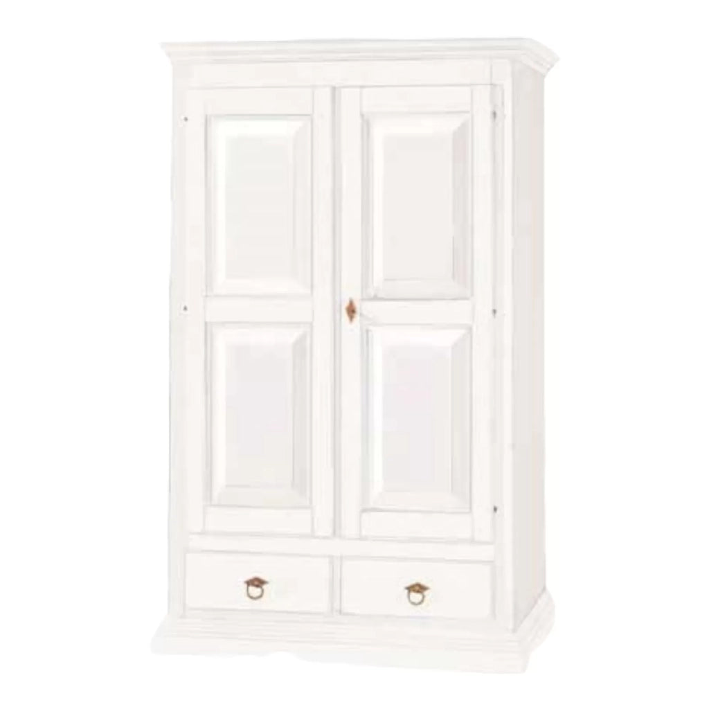 Armadio 2 ante in legno arte povera bianco shabby 125x61x200 (1246) - Mobili 2G