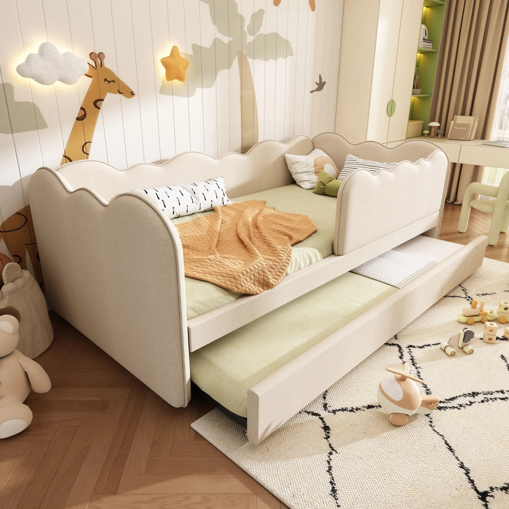 Letto Imbottito con Ausziehbett ¨C MINIMAL ¨C Lino Beige 90x190
