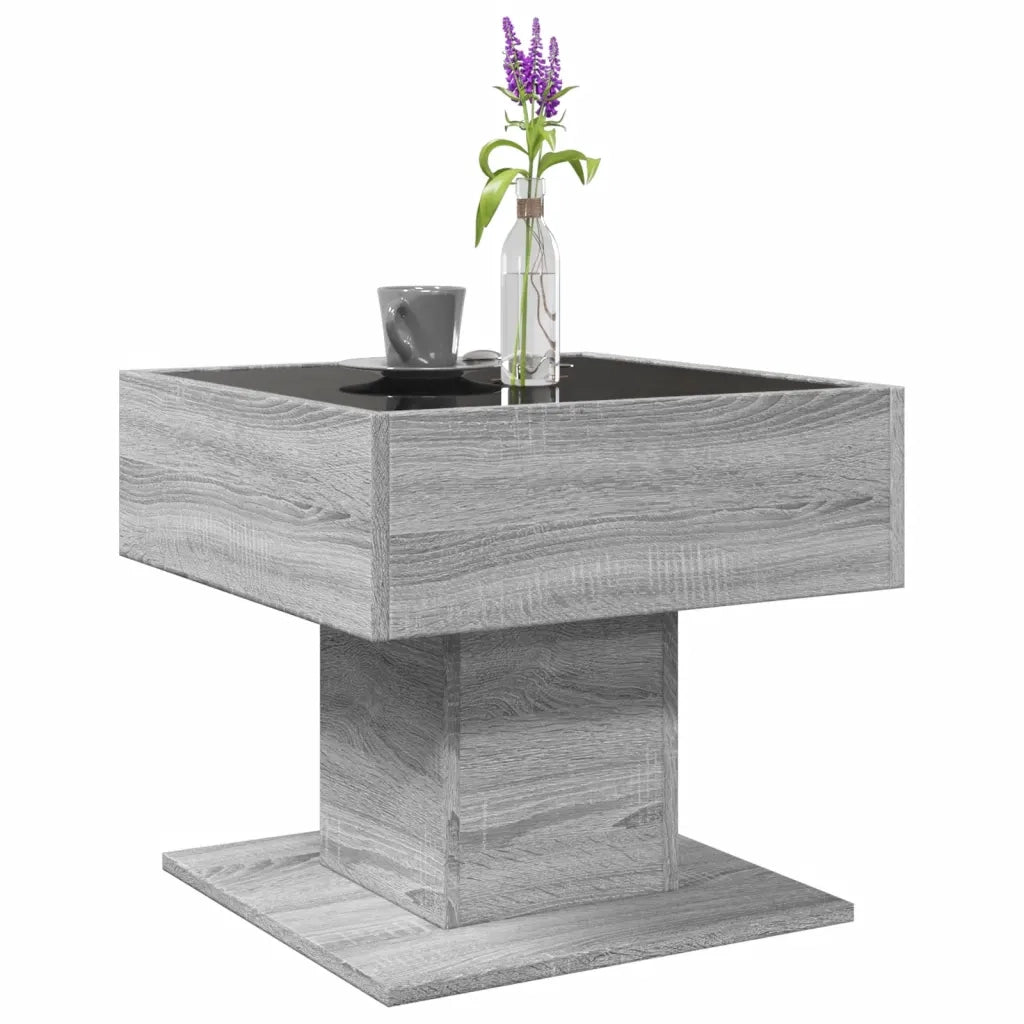 Tavolino Salotto con LED Grigio Sonoma 50x50x45 cm Multistrato 847530