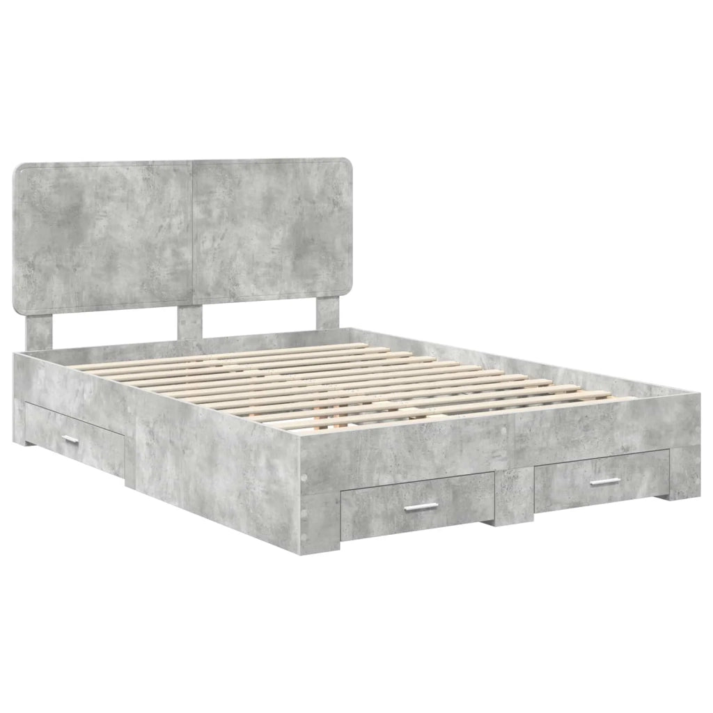 Struttura del letto con testiera Grigio cemento 140 x 190 cm
