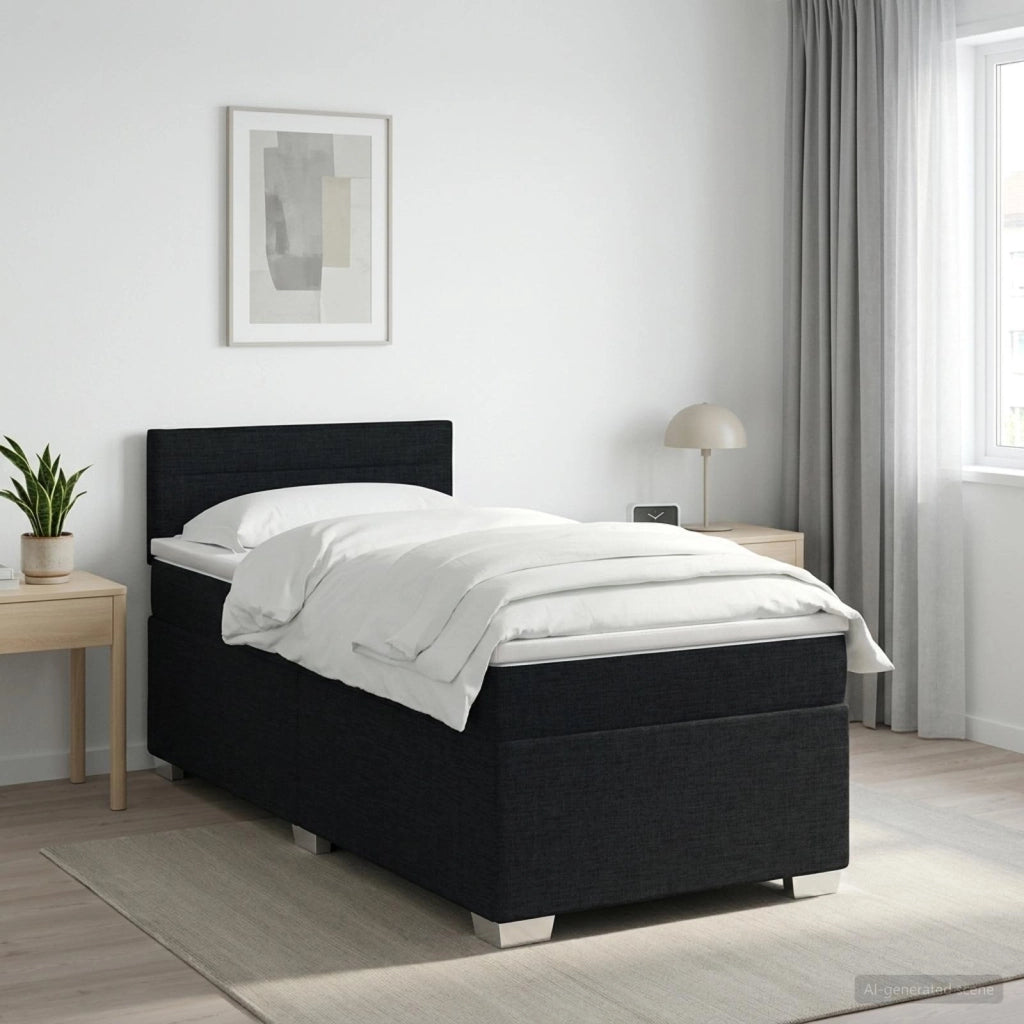 Letto box spring con materasso Nero 90 x 190 cm Tessuto 3450364