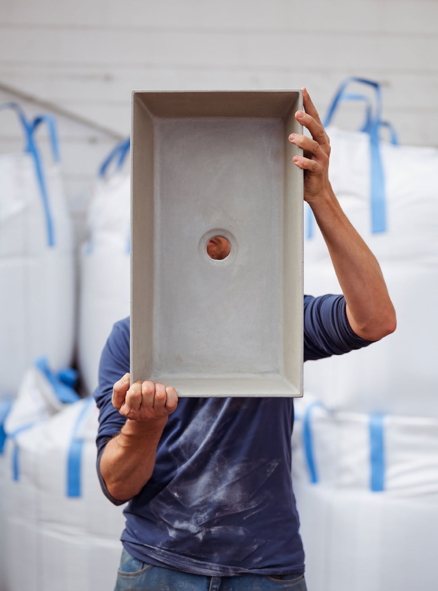 Lavello da Giardino Senza Rubinetto 53x29,5x14 cm in Calcestruzzo Delfi-G Grigio