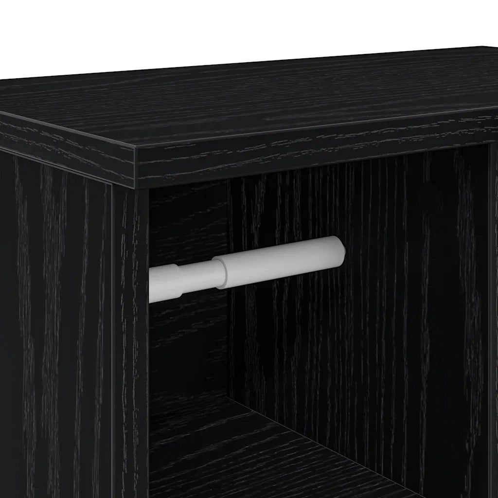 Mobile da Bagno con Portarotolo Nero 39x22x90 cm 858525