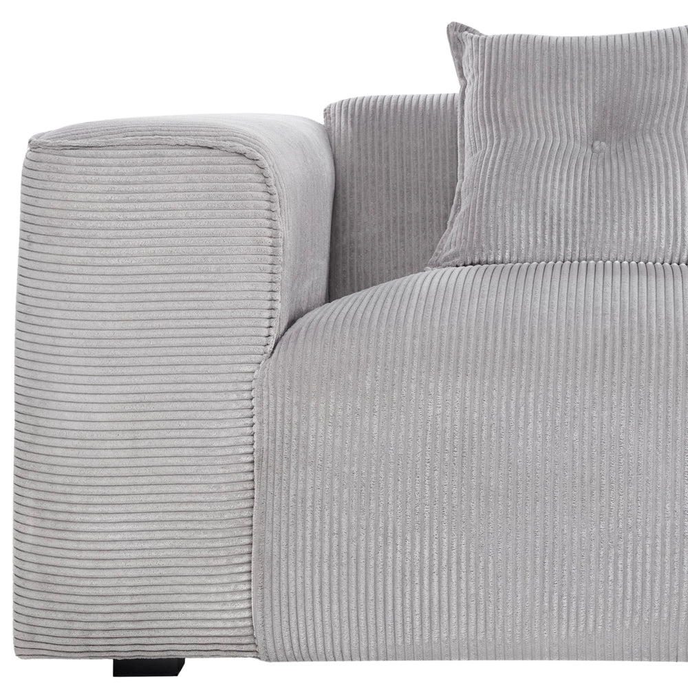 Divano Angolare lato sinistro in velluto a coste grigio con cuscini decorativi stile Moderno