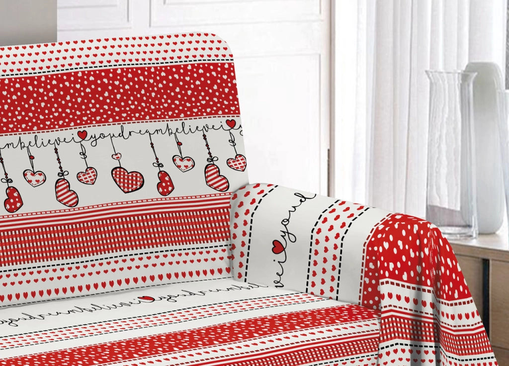 Telo Arredo Granfoulard Copritutto Cotone Copriletto Multiuso Disegni Invernali OB - 2 Piazze - Dream Rosso