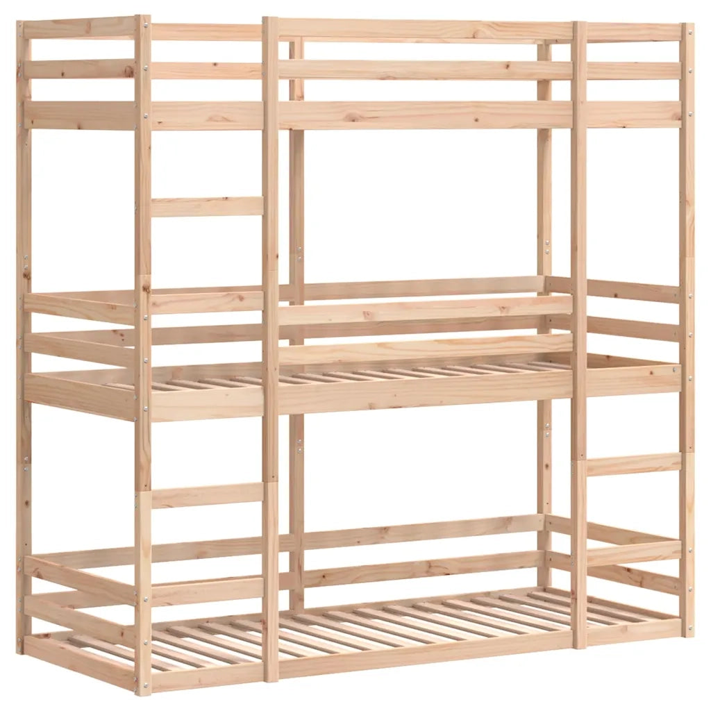 Letto a Castello Triplo 75x190 cm in Legno Massello di Pino 3284260
