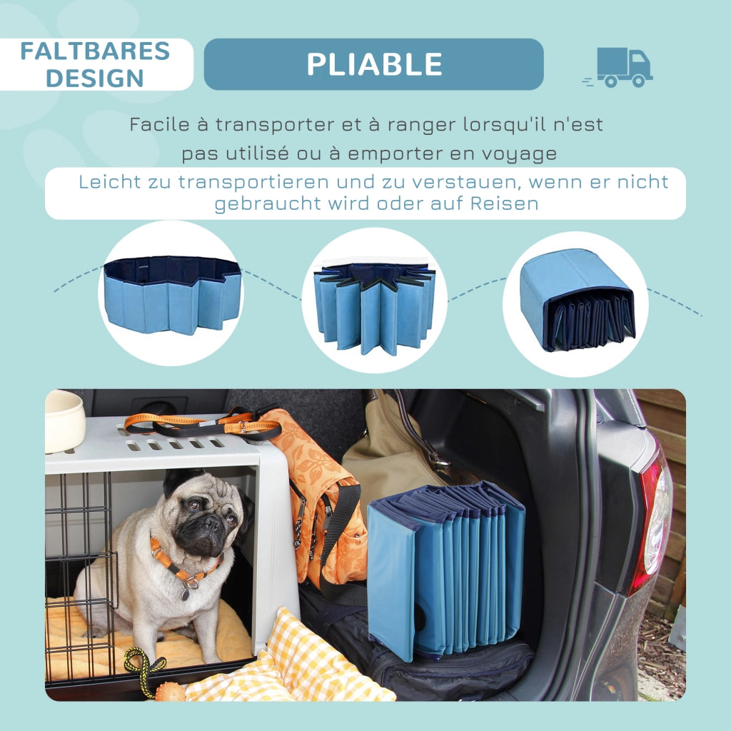 Vasca da bagno per cani e gatti pieghevole ¨C Zephmum ¨C Blu ?120x30 cm