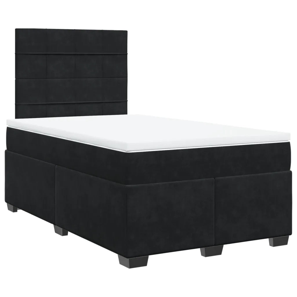 Giroletto a Molle con Materasso Nero 120x190 cm in Velluto 3290860