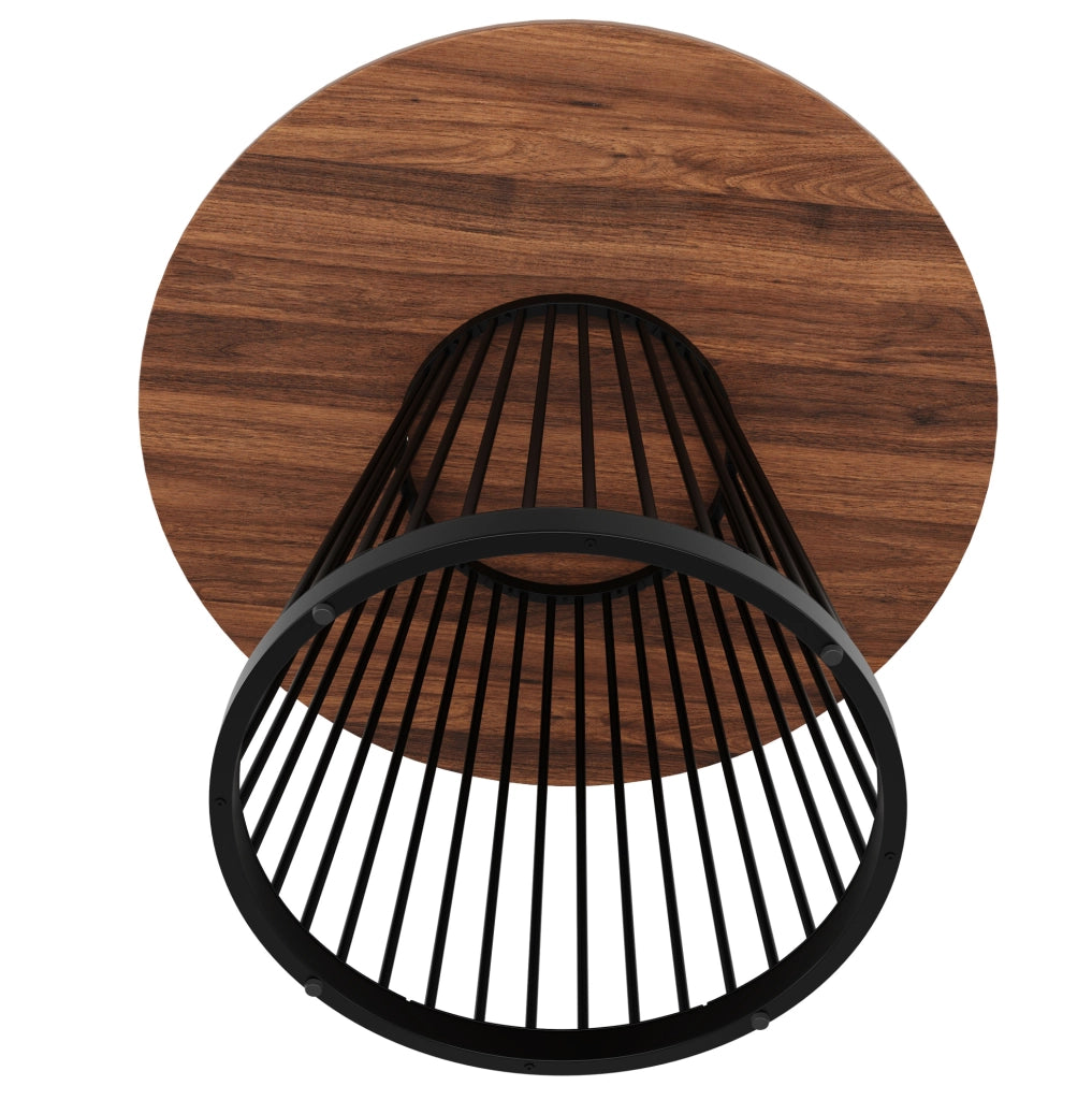 Tavolo da pranzo 80x80x76 cm con piedini regolabili; MDF e metallo; nero e noce