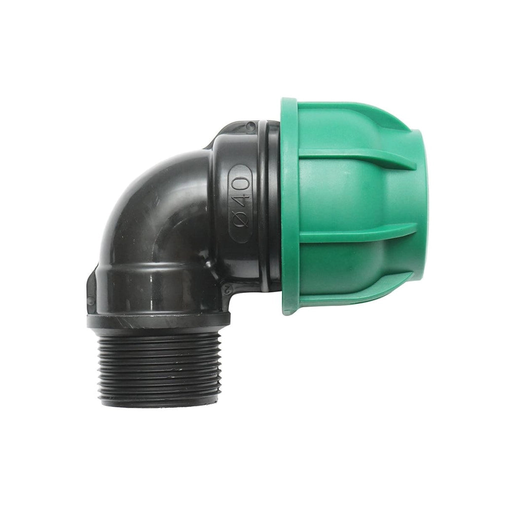 Gomito Compressione 40mm X 5/4" per sistemi di irrigazione Raccordo/Giunto Maschio 40mm X 5/4" Raccordo Compressione Manicotto Raccordo Compressione Tubo irrigazione