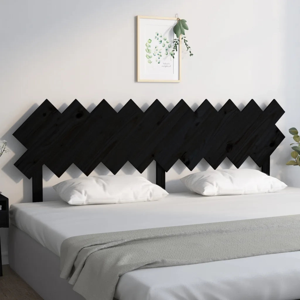 Testiera per Letto-Testata-Testiera Decorativa Nera 196x3x80,5 cm in Legno Massello di Pino