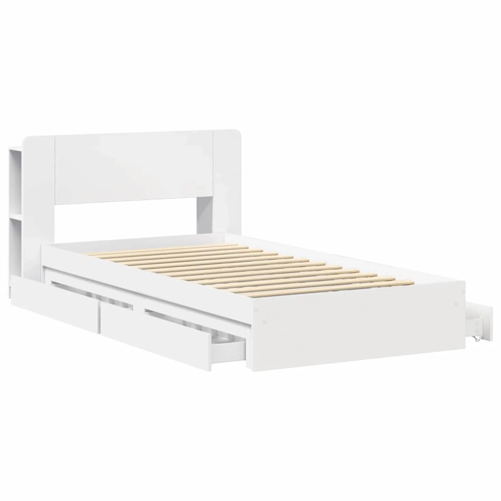 Telaio del letto con storage con cassetto Bianco 75 x 190 cm 3433531