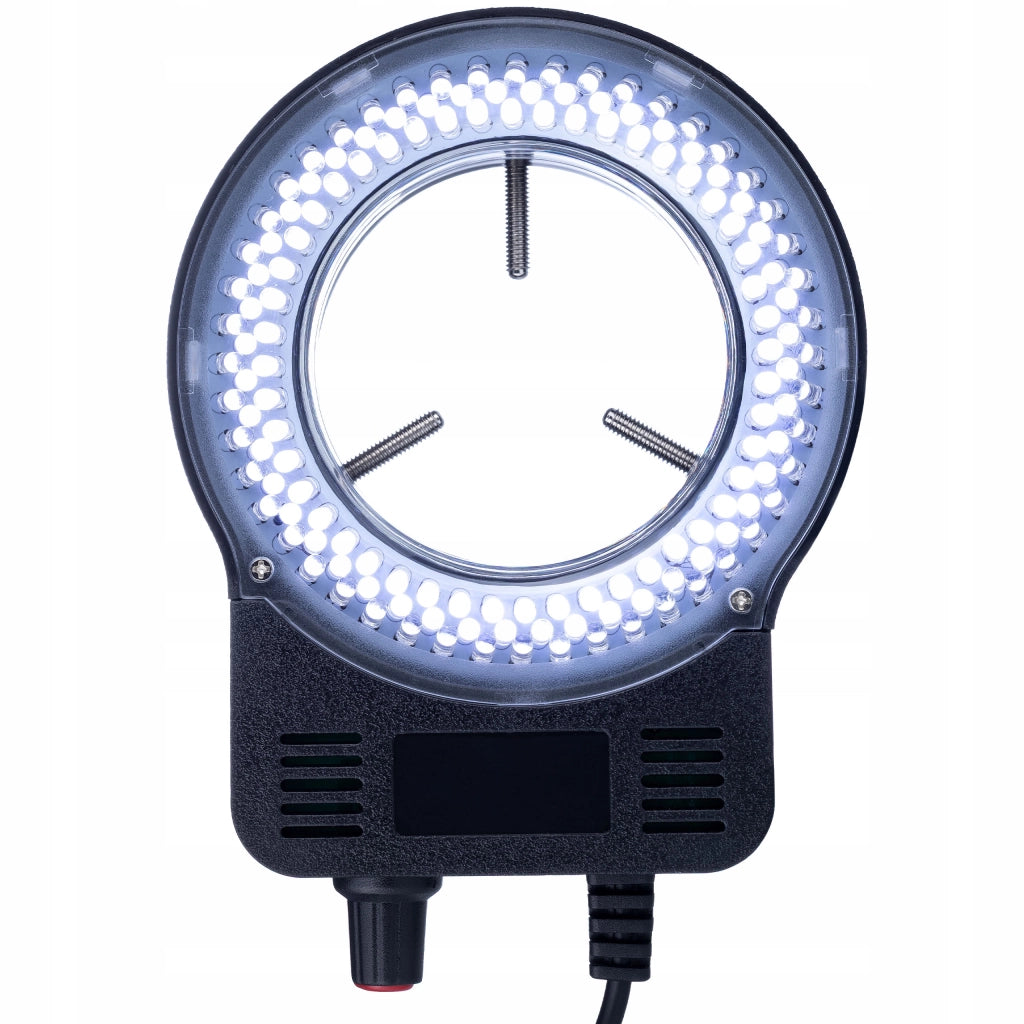 MicroBright 144 LED USB RingLight – Illuminazione per Microscopio | Regolazione Luminosità 0–100% | Montaggio 30–65 mm