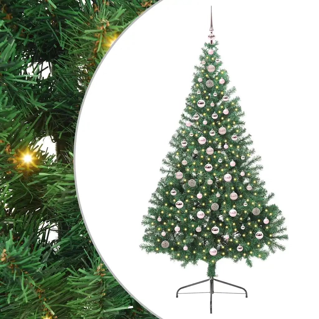 Albero di Natale Artificiale-Albero Natalizio con luci integrate Verde 240 cm 765594
