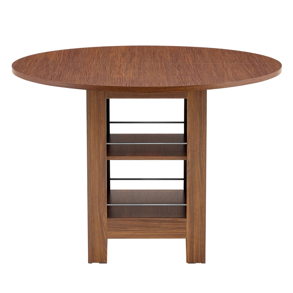 Tavolo da Pranzo Rotondo Allungabile con Vano ¨C Xylo ¨C Noce, 100cm, 4-6 Persone