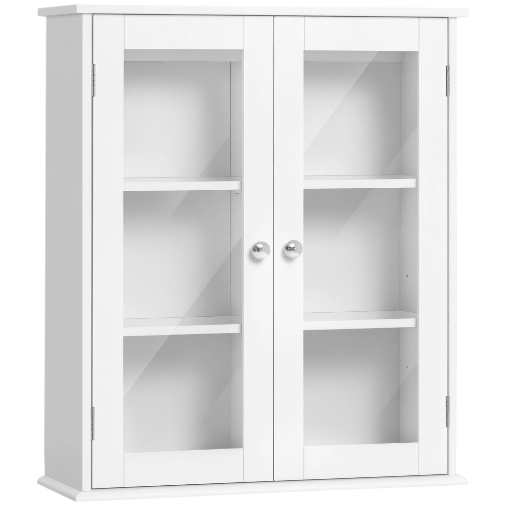 Mobile bagno pensile con ante a vetro ¨C zephmum ¨C 55x20x65 cm bianco