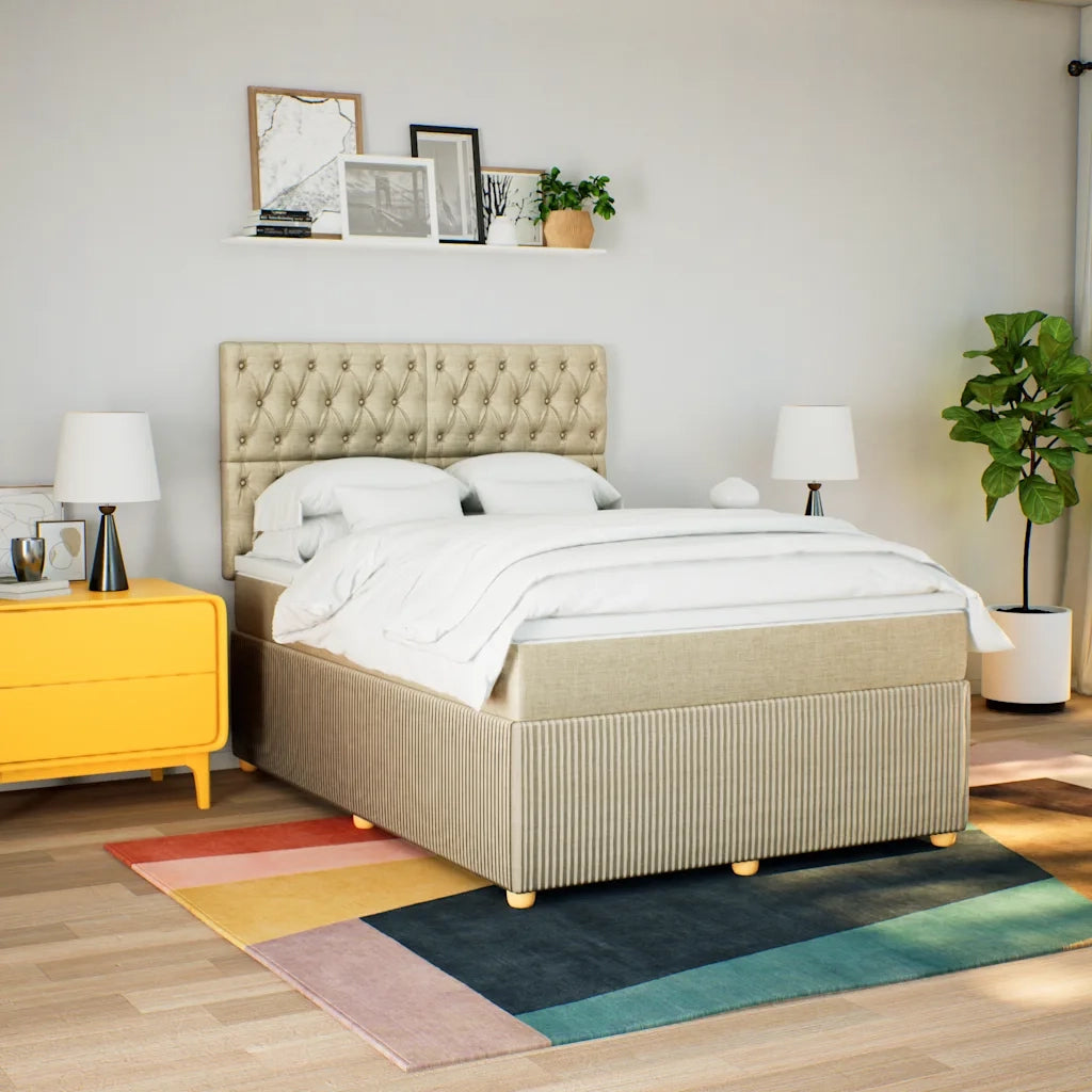 Giroletto a Molle con Materasso Crema 160x200 cm in Tessuto 3294419