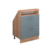 Mobile cucina sottotetto R-Line Grigio-blu/Rovere dorato 60 cm con 2 cassetti Vicco