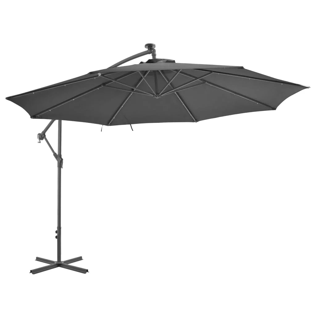 Ombrellone mobile da giardino con portafuoco e palo in metallo 350 cm antracite 02_0008653