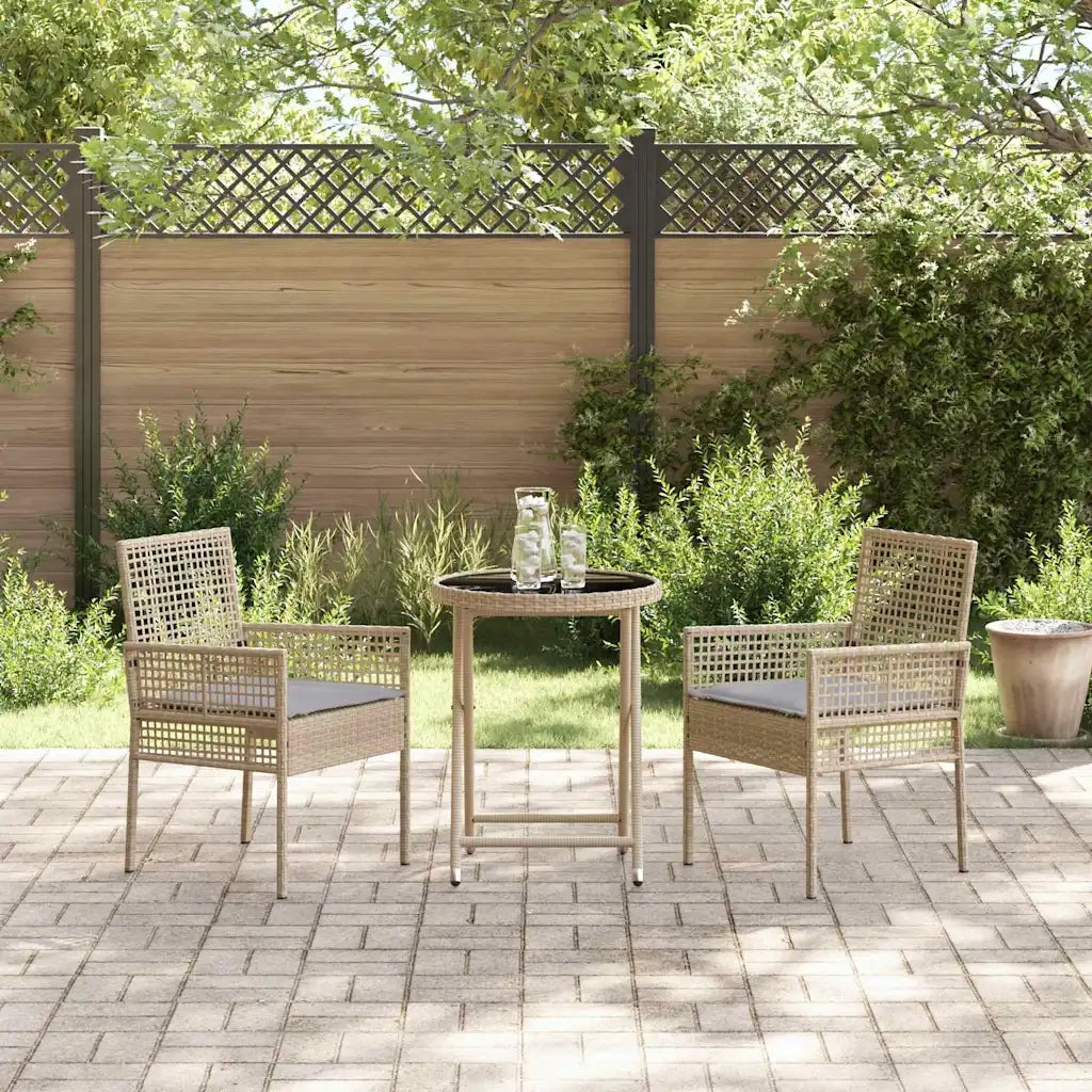 Set Bistro da Giardino 3 pz | Set Salotto da Giardino Beige polyrattan
