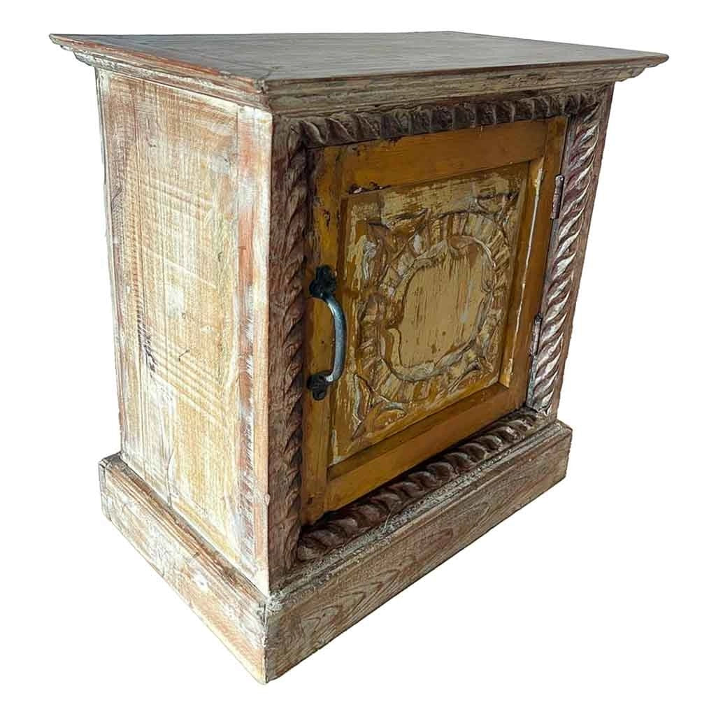 Tavolo in legno finitura artigianale marrone 50x30x56h cm