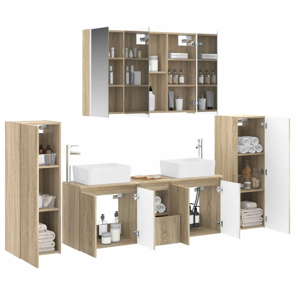 Set di mobili per il bagno 6 pcs Rovere Sonoma 3407169