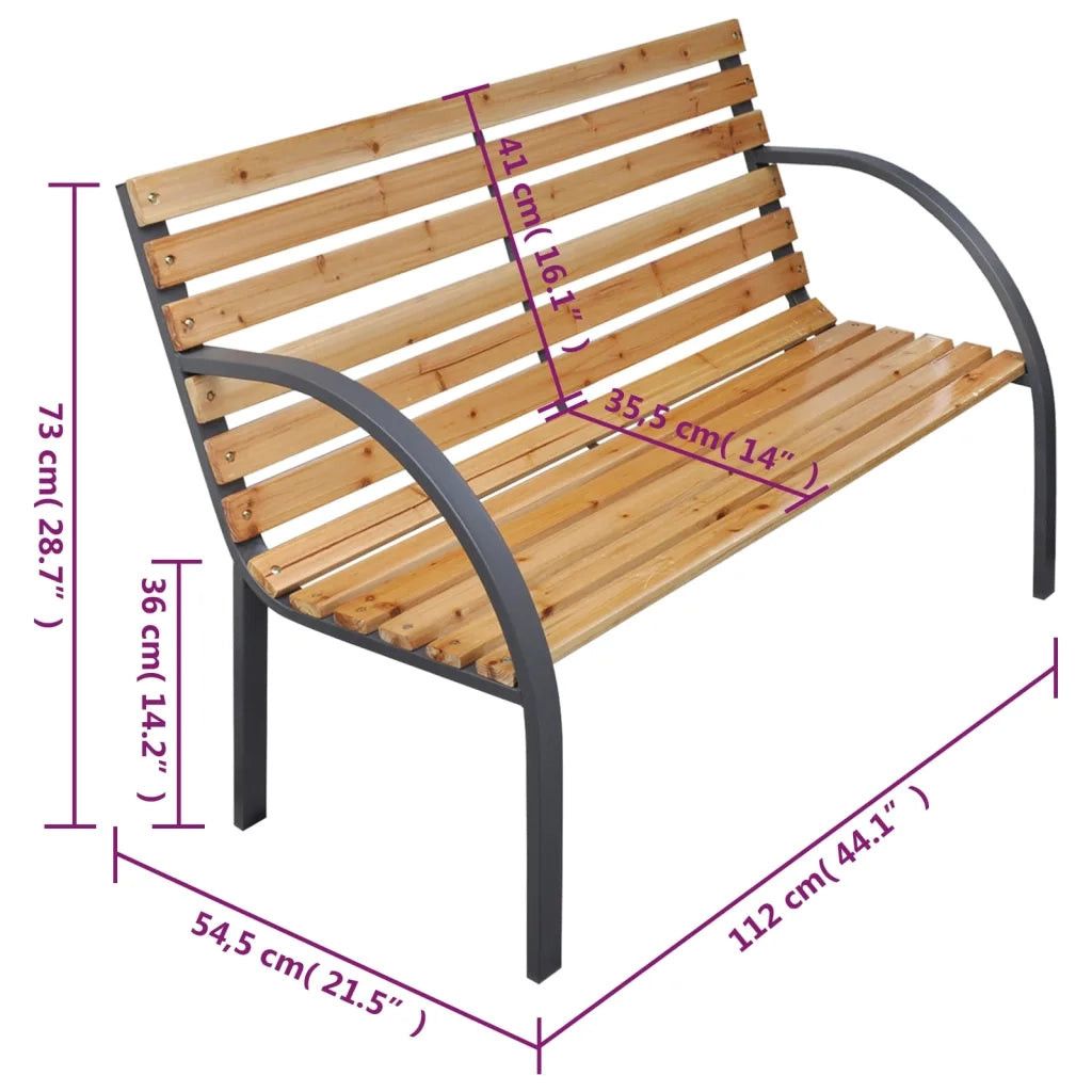 Panchina da Giardino | Panca da Giardino 112 cm in Legno Massello di Abete
