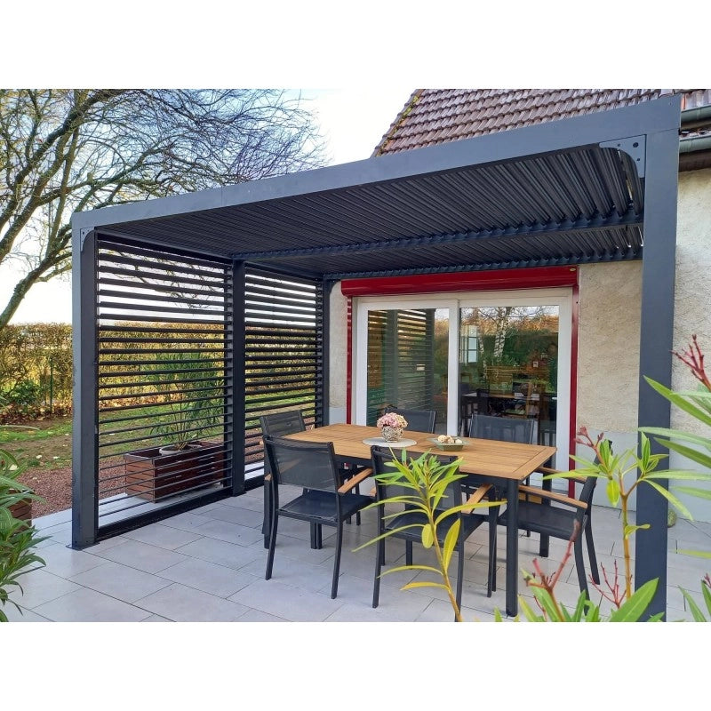 Pannello laterale veneziana in alluminio per pergola lato 3 metri – lamelle regolabili con manovella – PERBIV30 Foresta