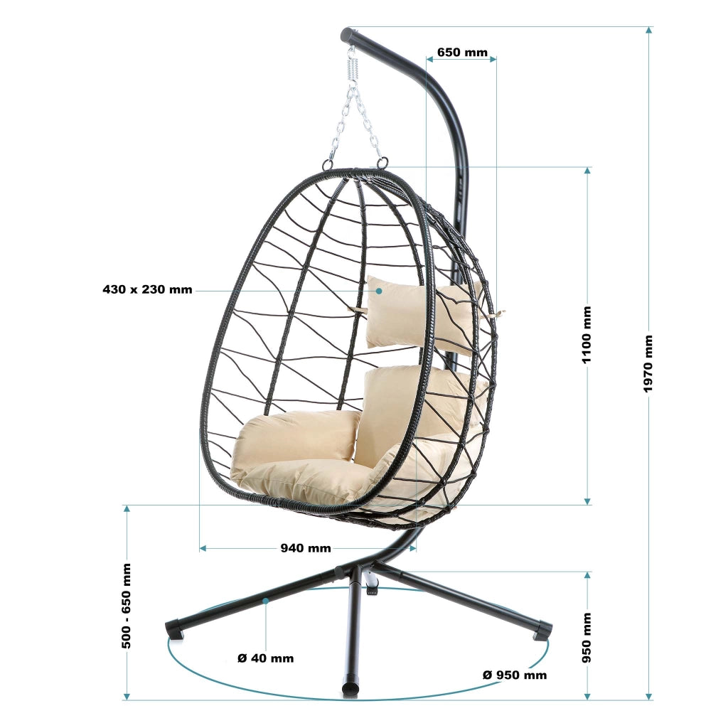 Poltrona sospesa in rattan indoor outdoor max 130 kg Sedia a dondolo