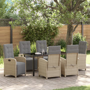 Set da pranzo da giardino  7 pezzi con cuscini beige in Polyrattan