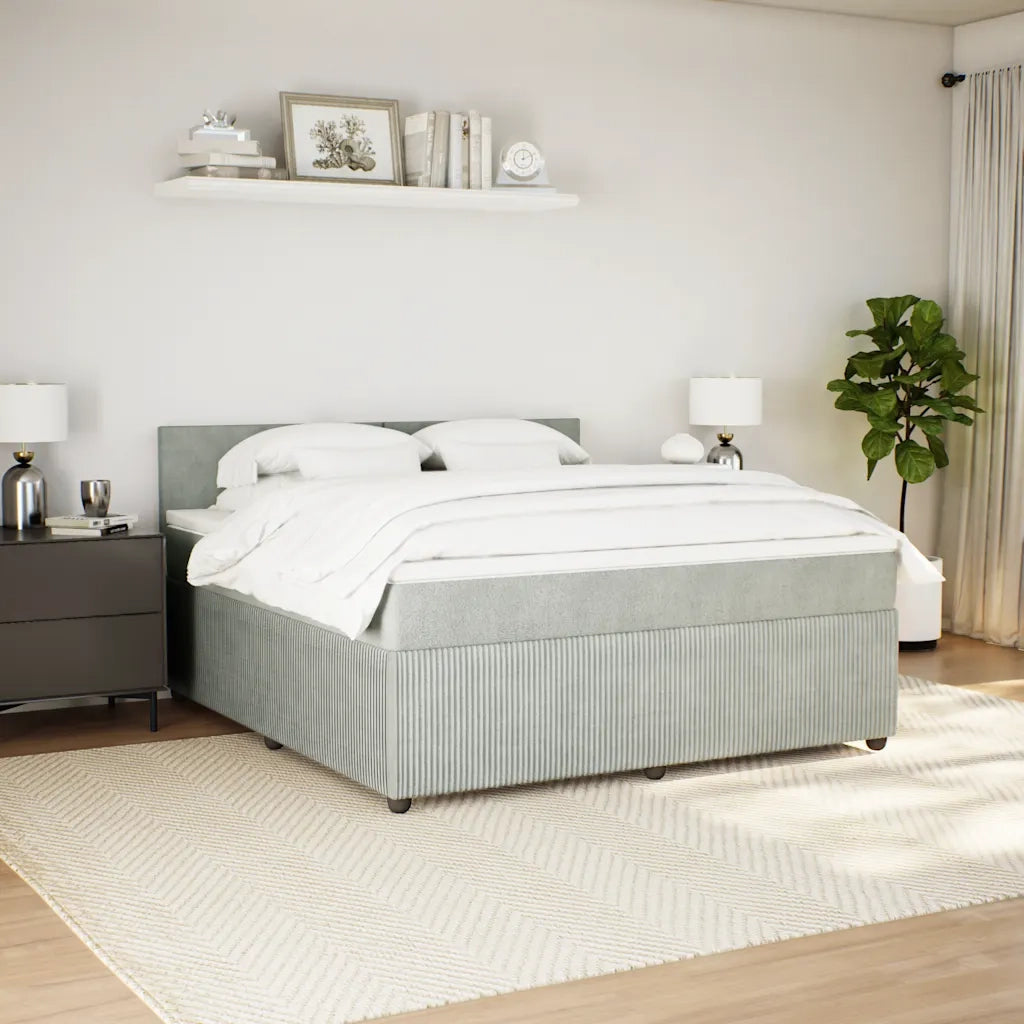 Giroletto a Molle con Materasso Grigio Chiaro 180x200cm Velluto 3287800