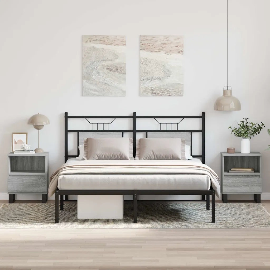 Comodini 2pz Grigio Sonoma 40x35x50 cm in Legno Multistrato 830649