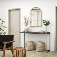 Specchio da Parete ad Arco in Vetro e Metallo Oro dallo Stile Moderno, 91x2x60 cm