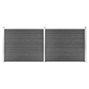Set Pannelli di Recinzione in WPC 353x146 cm Nero