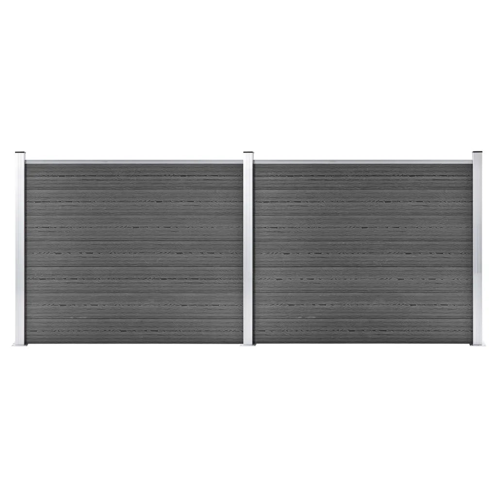 Set Pannelli di Recinzione in WPC 353x146 cm Nero