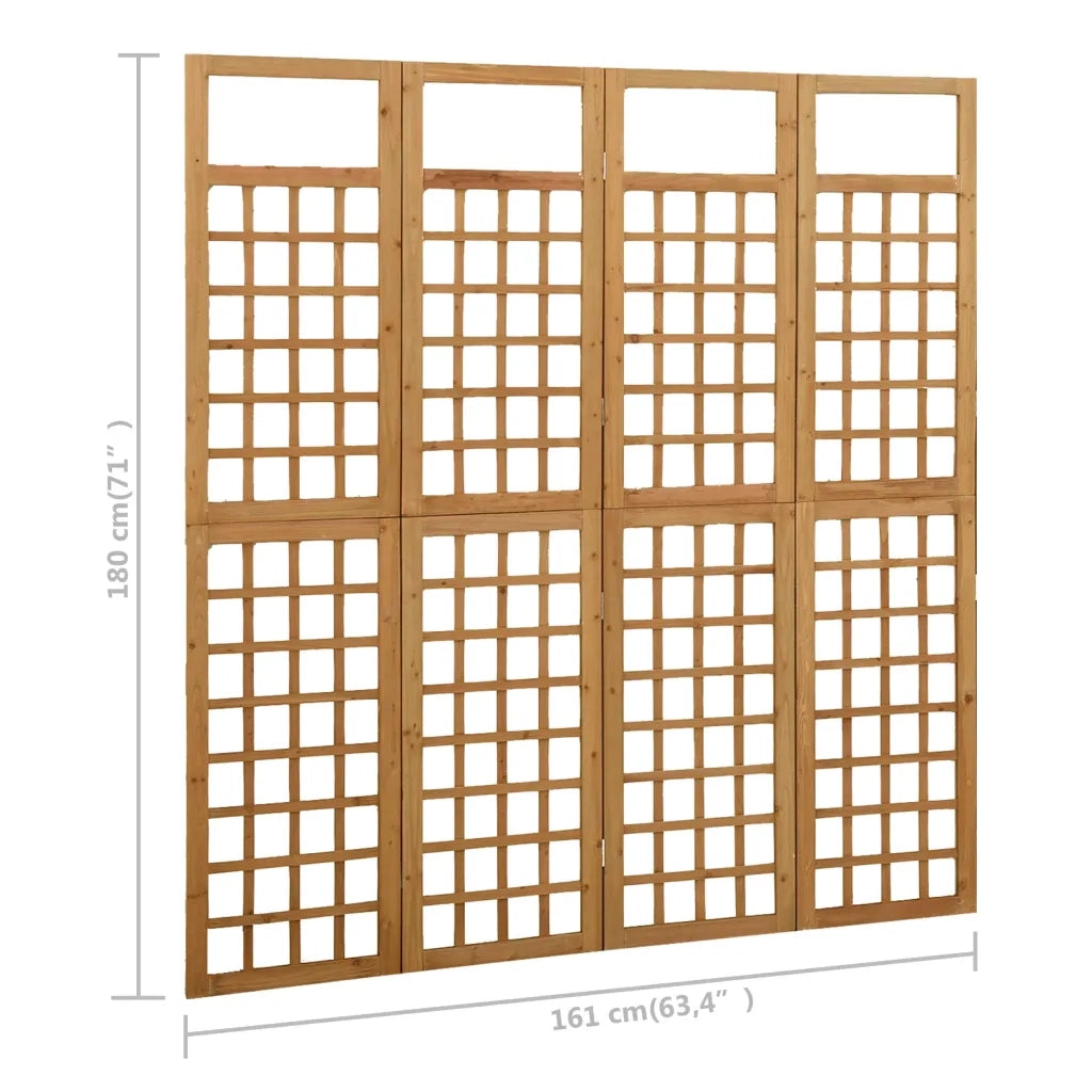 Divisorio Ambienti | Divider per stanze | Paravento a 4 Pannelli in Legno Massello di Abete 161x180 cm